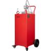 imageVEVOR Fuel Caddy 35 Gallon Gas Storage Tank on 4 Wheels with Manual Transfer Pump Gasoline Diesel Fuel Container for Cars Lawn Mowers ATVs Boats More YellowRed