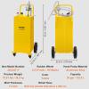 imageVEVOR Fuel Caddy 35 Gallon Gas Storage Tank on 4 Wheels with Manual Transfer Pump Gasoline Diesel Fuel Container for Cars Lawn Mowers ATVs Boats More YellowYellow