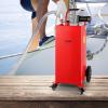 imageVEVOR Fuel Caddy 35 Gallon Gas Storage Tank on 4 Wheels with Manual Transfer Pump Gasoline Diesel Fuel Container for Cars Lawn Mowers ATVs Boats More YellowElectric Red