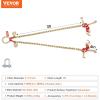 imageVEVOR G80 V Bridle Chain 516quot x 3 Towing Chain Bridle with R Hooks T Hooks J Hooks and Grab Hooks Transport Tow Chain Bridle with 10800 lbs Safe Working Load for Flatbed Truck Wrecker Recovery516Inch x 3FT