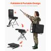imageVEVOR Hunting Chair 360 Silent Swivel Foldable Lightweight Portable Blind Chair HeavyDuty Steel Frame Ground Stool Seat with Armrest Adjustable Carry Strap 300 Lbs Capacity for Fishing CampingThickened Seat Cushion