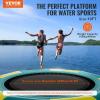 imageVEVOR Inflatable Water Bouncer 15ft Recreational Water Trampoline Portable Bounce Swim Platform with 3Step Ladder ampamp Electric Air Pump Kids Adults Floating Rebounder for Pool Lake Water Sportsyellow