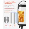 imageVEVOR Insulated Beverage Dispenser 15 Gal6L Stainless Steel Thermal Drink Server with Spigot ampamp Temp Display Suitable for Hot and Cold Drinks for Tea Coffee Water in Cafes ampamp Restaurants Silver2Gal 76L 1Pack