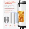imageVEVOR Insulated Beverage Dispenser 15 Gal6L Stainless Steel Thermal Drink Server with Spigot ampamp Temp Display Suitable for Hot and Cold Drinks for Tea Coffee Water in Cafes ampamp Restaurants Silver32Gal 12L 2Pack