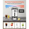 imageVEVOR Insulated Beverage Dispenser 15 Gal6L Stainless Steel Thermal Drink Server with Spigot ampamp Temp Display Suitable for Hot and Cold Drinks for Tea Coffee Water in Cafes ampamp Restaurants Silver15Gal 6L 1Pack