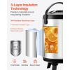 imageVEVOR Insulated Beverage Dispenser 15 Gal6L Stainless Steel Thermal Drink Server with Spigot ampamp Temp Display Suitable for Hot and Cold Drinks for Tea Coffee Water in Cafes ampamp Restaurants Silver15Gal 6L 1Pack