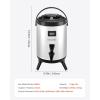 imageVEVOR Insulated Beverage Dispenser 15 Gal6L Stainless Steel Thermal Drink Server with Spigot ampamp Temp Display Suitable for Hot and Cold Drinks for Tea Coffee Water in Cafes ampamp Restaurants Silver15Gal 6L 1Pack