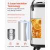 imageVEVOR Insulated Beverage Dispenser 15 Gal6L Stainless Steel Thermal Drink Server with Spigot ampamp Temp Display Suitable for Hot and Cold Drinks for Tea Coffee Water in Cafes ampamp Restaurants Silver24Gal 92L 1Pack