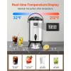 imageVEVOR Insulated Beverage Dispenser 15 Gal6L Stainless Steel Thermal Drink Server with Spigot ampamp Temp Display Suitable for Hot and Cold Drinks for Tea Coffee Water in Cafes ampamp Restaurants Silver2Gal 76L 1Pack