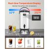 imageVEVOR Insulated Beverage Dispenser 15 Gal6L Stainless Steel Thermal Drink Server with Spigot ampamp Temp Display Suitable for Hot and Cold Drinks for Tea Coffee Water in Cafes ampamp Restaurants Silver24Gal 92L 1Pack