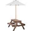 imageVEVOR Kids Picnic Table with Umbrella 3in1 Sand ampamp Water Table Outdoor Wooden Table and Bench Set with 2 Trays 4People Patio Dining Furniture for Garden Backyard and Porch Walnut