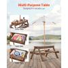 imageVEVOR Kids Picnic Table with Umbrella 3in1 Sand ampamp Water Table Outdoor Wooden Table and Bench Set with 2 Trays 4People Patio Dining Furniture for Garden Backyard and Porch Walnut