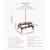 imageVEVOR Kids Picnic Table with Umbrella 3in1 Sand ampamp Water Table Outdoor Wooden Table and Bench Set with 2 Trays 4People Patio Dining Furniture for Garden Backyard and Porch Walnut