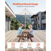 imageVEVOR Kids Picnic Table with Umbrella 3in1 Sand ampamp Water Table Outdoor Wooden Table and Bench Set with 2 Trays 4People Patio Dining Furniture for Garden Backyard and Porch Walnut
