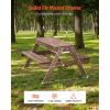 imageVEVOR Kids Picnic Table with Umbrella 3in1 Sand ampamp Water Table Outdoor Wooden Table and Bench Set with 2 Trays 4People Patio Dining Furniture for Garden Backyard and Porch Walnut