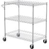 imageVEVOR Kitchen Utility Cart 3 Tiers Wire Rolling Table with 661 LBS Capacity Steel Service Desk on Wheels Metal Storage Trolley with 80 mm Deep Basket Curved Handle PP Liner 6 Hooks18D x 30W x 324H