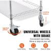 imageVEVOR Kitchen Utility Cart 3 Tiers Wire Rolling Table with 661 LBS Capacity Steel Service Desk on Wheels Metal Storage Trolley with 80 mm Deep Basket Curved Handle PP Liner 6 Hooks18D x 35W x 409H