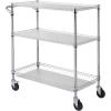 imageVEVOR Kitchen Utility Cart 3 Tiers Wire Rolling Table with 661 LBS Capacity Steel Service Desk on Wheels Metal Storage Trolley with 80 mm Deep Basket Curved Handle PP Liner 6 Hooks18D x 35W x 409H