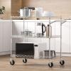 imageVEVOR Kitchen Utility Cart 3 Tiers Wire Rolling Table with 661 LBS Capacity Steel Service Desk on Wheels Metal Storage Trolley with 80 mm Deep Basket Curved Handle PP Liner 6 Hooks18D x 30W x 324H