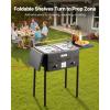 imageVEVOR Outdoor Propane Deep Fryer DualTank 8QTx2 Commercial Fryer Stainless Steel Cooker with Foldable Platform Dual Basket and Heat Adjustment Floor Standing Fryers for Restaurant Home Snack Bar