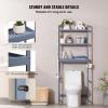 imageVEVOR Over The Toilet Storage 3Tier Adjustable Over Toilet Bathroom Organizer Bamboo Storage Shelf Rack with 3 Hooks Freestanding Easy Assembly Laundry Space Saver Fit Most Toilets WhiteGrey