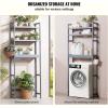 imageVEVOR Over The Toilet Storage 3Tier Adjustable Over Toilet Bathroom Organizer Bamboo Storage Shelf Rack with 3 Hooks Freestanding Easy Assembly Laundry Space Saver Fit Most Toilets WhiteGrey