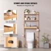 imageVEVOR Over The Toilet Storage 3Tier Adjustable Over Toilet Bathroom Organizer Bamboo Storage Shelf Rack with 3 Hooks Freestanding Easy Assembly Laundry Space Saver Fit Most Toilets WhiteBamboo
