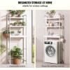 imageVEVOR Over The Toilet Storage 3Tier Adjustable Over Toilet Bathroom Organizer Bamboo Storage Shelf Rack with 3 Hooks Freestanding Easy Assembly Laundry Space Saver Fit Most Toilets WhiteWhite