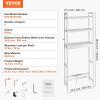 imageVEVOR Over The Toilet Storage 3Tier Adjustable Over Toilet Bathroom Organizer Bamboo Storage Shelf Rack with 3 Hooks Freestanding Easy Assembly Laundry Space Saver Fit Most Toilets WhiteWhite