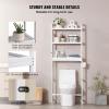 imageVEVOR Over The Toilet Storage 3Tier Adjustable Over Toilet Bathroom Organizer Bamboo Storage Shelf Rack with 3 Hooks Freestanding Easy Assembly Laundry Space Saver Fit Most Toilets WhiteWhite