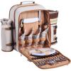 imageVEVOR Picnic Backpack Beach Picnic Backpack Bag for 4 Person with Insulated Cooler Compartment Detachable BottleWine Holder Lightweight Blanket Plates and Cutlery Set for Hiking ampamp Camping Brownsingle layer for 4  gray