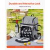 imageVEVOR Picnic Backpack Beach Picnic Backpack Bag for 4 Person with Insulated Cooler Compartment Detachable BottleWine Holder Lightweight Blanket Plates and Cutlery Set for Hiking ampamp Camping Browndouble layer for 4  gray