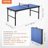 imageVEVOR Ping Pong Table MidSize Table Tennis Game Indoor MDF Table Tennis Table Foldable Portable Complete Ping Pong Table Set with Net 2 Paddles 3 Balls Carry Bag Handle No Assembly Required