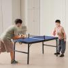 imageVEVOR Ping Pong Table MidSize Table Tennis Game Indoor MDF Table Tennis Table Foldable Portable Complete Ping Pong Table Set with Net 2 Paddles 3 Balls Carry Bag Handle No Assembly Required