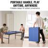 imageVEVOR Ping Pong Table MidSize Table Tennis Game Indoor MDF Table Tennis Table Foldable Portable Complete Ping Pong Table Set with Net 2 Paddles 3 Balls Carry Bag Handle No Assembly Required
