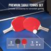 imageVEVOR Ping Pong Table MidSize Table Tennis Game Indoor MDF Table Tennis Table Foldable Portable Complete Ping Pong Table Set with Net 2 Paddles 3 Balls Carry Bag Handle No Assembly Required