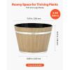 imageVEVOR Plant Pots 4 Pack 1181 inch Whiskey Barrel Planters with Drainage Holes Large Outside Plastic Decoration Flower Pot Imitation Wine Barrel Design for Indoor Outdoor Garden Home Plants Brown