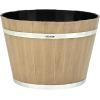 imageVEVOR Plant Pots 4 Pack 1181 inch Whiskey Barrel Planters with Drainage Holes Large Outside Plastic Decoration Flower Pot Imitation Wine Barrel Design for Indoor Outdoor Garden Home Plants Brown