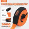 imageVEVOR Polyester Heavy Duty Tow Strap Recovery Kit 3quot x 30 ft MBS36000 lbs Winch Strap Triple Reinforced Loop Snatch Strap  2quot Shackle Hitch Receiver  34quot DRing Shackles 2PCS  Storage Bag