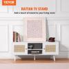 imageVEVOR Rattan TV Stand Boho TV Cabinet for 55 inch TV Mid Century Modern TV Stand Rattan TV Console with Adjustable Shelfs for Living Room Media Room BlackWhite