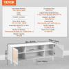 imageVEVOR Rattan TV Stand Boho TV Cabinet for 55 inch TV Mid Century Modern TV Stand Rattan TV Console with Adjustable Shelfs for Living Room Media Room BlackWhite