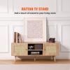 imageVEVOR Rattan TV Stand Boho TV Cabinet for 55 inch TV Mid Century Modern TV Stand Rattan TV Console with Adjustable Shelfs for Living Room Media Room BlackOak