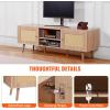 imageVEVOR Rattan TV Stand Boho TV Cabinet for 55 inch TV Mid Century Modern TV Stand Rattan TV Console with Adjustable Shelfs for Living Room Media Room BlackOak