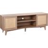 imageVEVOR Rattan TV Stand Boho TV Cabinet for 55 inch TV Mid Century Modern TV Stand Rattan TV Console with Adjustable Shelfs for Living Room Media Room BlackOak