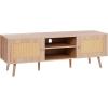 imageVEVOR Rattan TV Stand Boho TV Cabinet for 55 inch TV Mid Century Modern TV Stand Rattan TV Console with Adjustable Shelfs for Living Room Media Room BlackOak