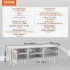 imageVEVOR Rattan TV Stand Boho TV Cabinet for 55 inch TV Mid Century Modern TV Stand Rattan TV Console with Adjustable Shelfs for Living Room Media Room BlackWhite
