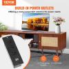 imageVEVOR Rattan TV Stand Boho TV Cabinet for 55 inch TV Mid Century Modern TV Stand Rattan TV Console with Adjustable Shelfs for Living Room Media Room BlackWalnut
