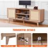 imageVEVOR Rattan TV Stand Boho TV Cabinet for 55 inch TV Mid Century Modern TV Stand Rattan TV Console with Adjustable Shelfs for Living Room Media Room BlackOak