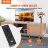 imageVEVOR Rattan TV Stand Boho TV Cabinet for 55 inch TV Mid Century Modern TV Stand Rattan TV Console with Adjustable Shelfs for Living Room Media Room BlackOak