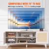 imageVEVOR Rattan TV Stand Boho TV Cabinet for 55 inch TV Mid Century Modern TV Stand Rattan TV Console with Adjustable Shelfs for Living Room Media Room BlackWhite